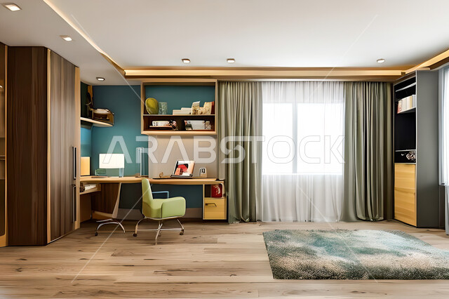 Bedroom with a modern modern design, interior decorations, luxurious home furniture, elegant modern designs, apartments and villas, luxury hotels and resorts