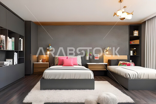 غرفة نوم بتصميم عصري حديث ، ديكورات داخليه ، أثاث منزلي فاخر، تصاميم عصرية  راقيه، شقق وفلل سكنية ، فنادق ومنتجعات فاخرة