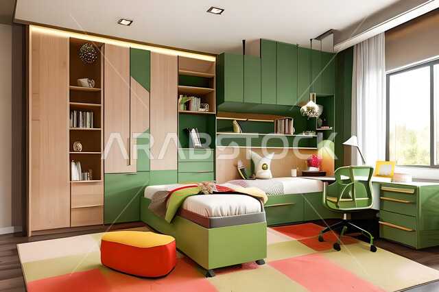 Bedroom with a modern modern design, interior decorations, luxurious home furniture, elegant modern designs, apartments and villas, luxury hotels and resorts