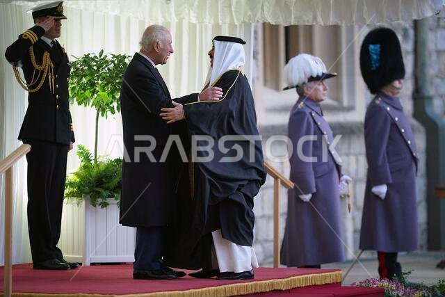 King Charles III greets King Hamad Bin Isa Al Khalifa, King of the ...