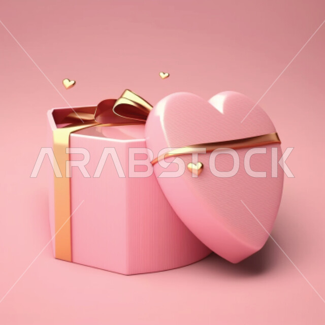 صورة مقربة لعلب هدايا ثلاثية الابعاد ، أعياد ومناسبات سعيدة، علب شوكولاته، الفلانتاين، عيد الحب ، صندوق هدايا وردي، خلفية ورديه