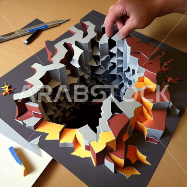 صوره مقربه ليد تصنع مجسم ثلاثي الابعاد , الأوريغامي, فن طي الورق, أعمال فنيه يديويه