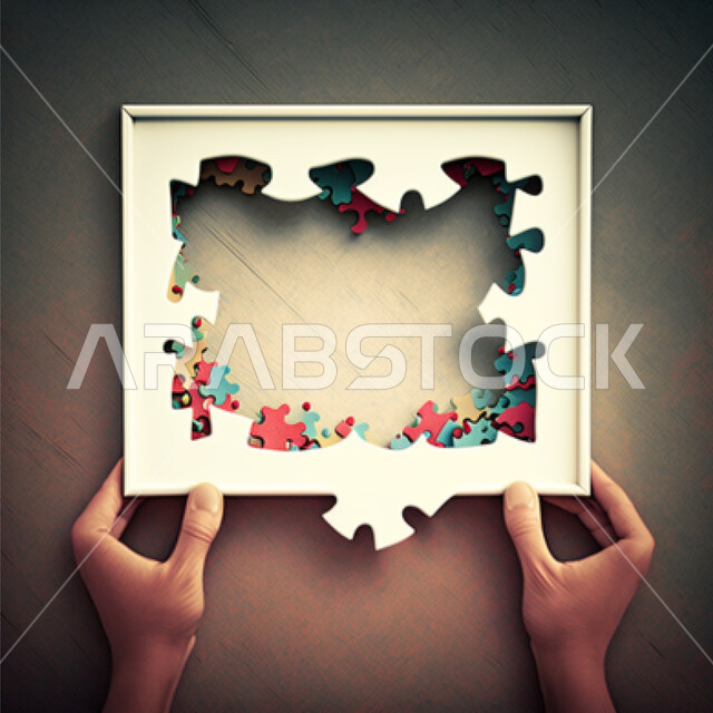 خلفية إطار أحجيه فارغ, لعبة البازل, ألعاب ذكاء, خلفية لعبة البازل للاطفال, خلفيه خشبيه