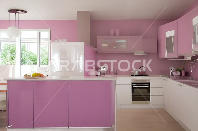 تصميم داخلي حديث لمطبخ داخل شقة سكنية ، تصاميم وديكورات داخلية ، تصميم معماري هندسي حديث ، شقق سكنية بتصاميم عصرية ، مطبخ بتصميم عصري حديث