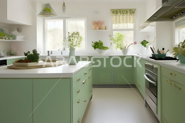 تصميم داخلي حديث لمطبخ داخل شقة سكنية ، تصاميم وديكورات داخلية ، تصميم معماري هندسي حديث ، شقق سكنية بتصاميم عصرية ، مطبخ بتصميم عصري حديث