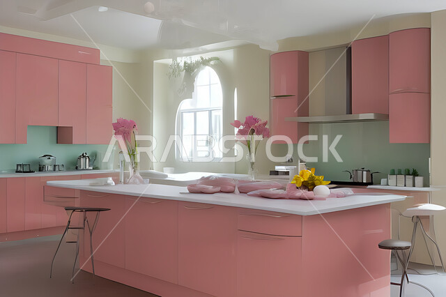 تصميم داخلي حديث لمطبخ داخل شقة سكنية ، تصاميم وديكورات داخلية ، تصميم معماري هندسي حديث ، شقق سكنية بتصاميم عصرية ، مطبخ بتصميم عصري حديث