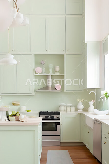 تصميم داخلي حديث لمطبخ داخل شقة سكنية ، تصاميم وديكورات داخلية ، تصميم معماري هندسي حديث ، شقق سكنية بتصاميم عصرية ، مطبخ بتصميم عصري حديث