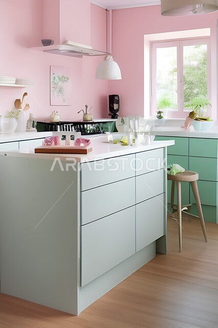 تصميم داخلي حديث لمطبخ داخل شقة سكنية ، تصاميم وديكورات داخلية ، تصميم معماري هندسي حديث ، شقق سكنية بتصاميم عصرية ، مطبخ بتصميم عصري حديث