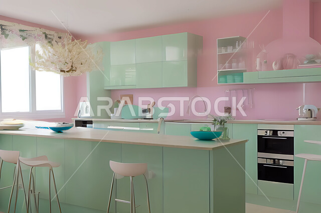 تصميم داخلي حديث لمطبخ داخل شقة سكنية ، تصاميم وديكورات داخلية ، تصميم معماري هندسي حديث ، شقق سكنية بتصاميم عصرية ، مطبخ بتصميم عصري حديث