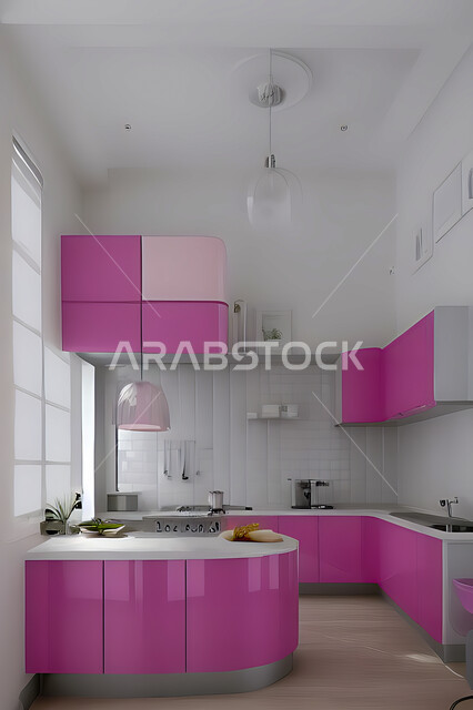 تصميم داخلي حديث لمطبخ داخل شقة سكنية ، تصاميم وديكورات داخلية ، تصميم معماري هندسي حديث ، شقق سكنية بتصاميم عصرية ، مطبخ بتصميم عصري حديث