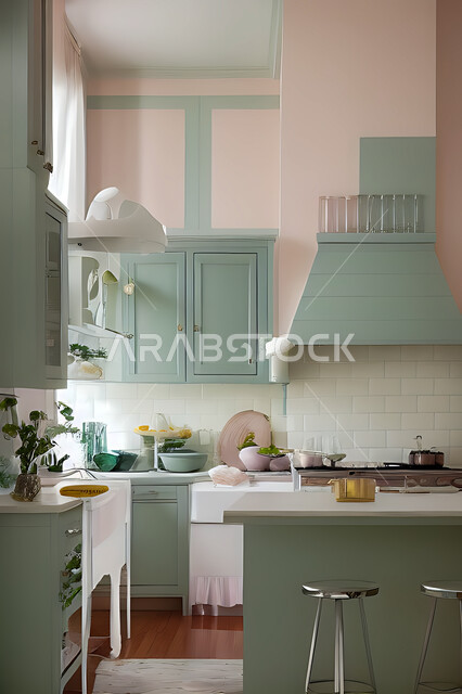 تصميم داخلي حديث لمطبخ داخل شقة سكنية ، تصاميم وديكورات داخلية ، تصميم معماري هندسي حديث ، شقق سكنية بتصاميم عصرية ، مطبخ بتصميم عصري حديث