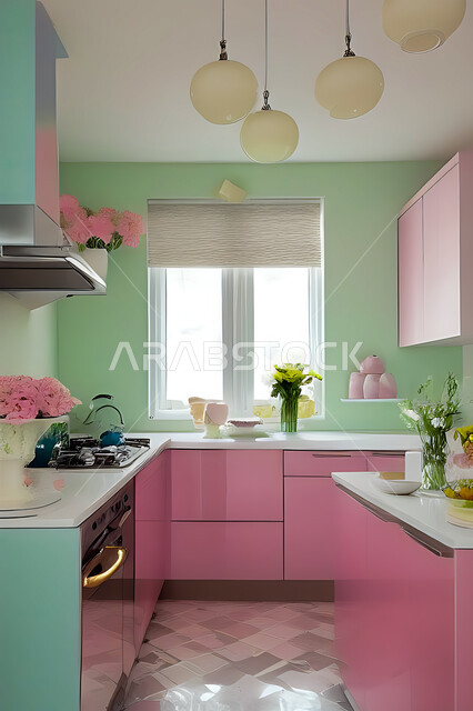 تصميم داخلي حديث لمطبخ داخل شقة سكنية ، تصاميم وديكورات داخلية ، تصميم معماري هندسي حديث ، شقق سكنية بتصاميم عصرية ، مطبخ بتصميم عصري حديث