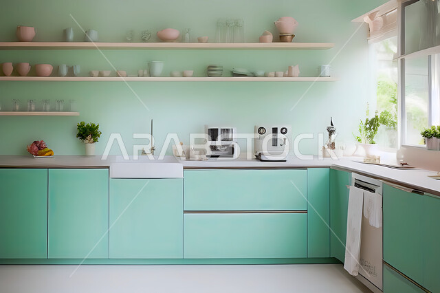 تصميم داخلي حديث لمطبخ داخل شقة سكنية ، تصاميم وديكورات داخلية ، تصميم معماري هندسي حديث ، شقق سكنية بتصاميم عصرية ، مطبخ بتصميم عصري حديث