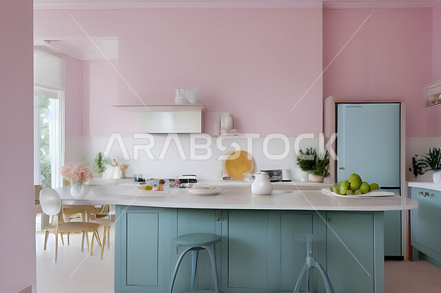 تصميم داخلي حديث لمطبخ داخل شقة سكنية ، تصاميم وديكورات داخلية ، تصميم معماري هندسي حديث ، شقق سكنية بتصاميم عصرية ، مطبخ بتصميم عصري حديث