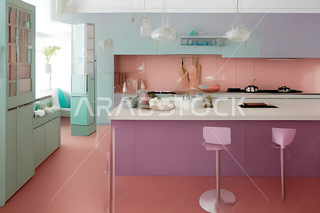 تصميم داخلي حديث لمطبخ داخل شقة سكنية ، تصاميم وديكورات داخلية ، تصميم معماري هندسي حديث ، شقق سكنية بتصاميم عصرية ، مطبخ بتصميم عصري حديث