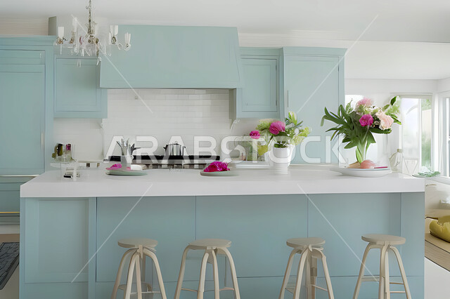 تصميم داخلي حديث لمطبخ داخل شقة سكنية ، تصاميم وديكورات داخلية ، تصميم معماري هندسي حديث ، شقق سكنية بتصاميم عصرية ، مطبخ بتصميم عصري حديث