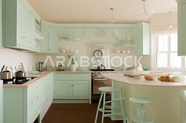 تصميم داخلي حديث لمطبخ داخل شقة سكنية ، تصاميم وديكورات داخلية ، تصميم معماري هندسي حديث ، شقق سكنية بتصاميم عصرية ، مطبخ بتصميم عصري حديث