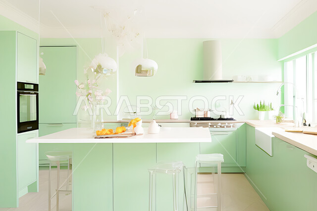 تصميم داخلي حديث لمطبخ داخل شقة سكنية ، تصاميم وديكورات داخلية ، تصميم معماري هندسي حديث ، شقق سكنية بتصاميم عصرية ، مطبخ بتصميم عصري حديث