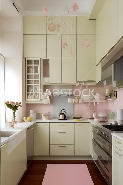 تصميم داخلي حديث لمطبخ داخل شقة سكنية ، تصاميم وديكورات داخلية ، تصميم معماري هندسي حديث ، شقق سكنية بتصاميم عصرية ، مطبخ بتصميم عصري حديث