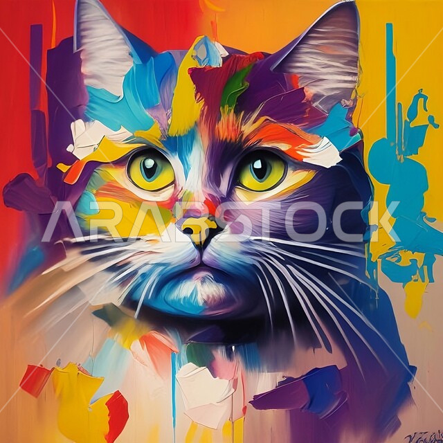 لوحة فنية ابداعية لقطة بالألوان الزيتية ، رسوم فنية ، فن تشكيلي ، لوحة فنية جدارية ، لوحات رسم ، معارض و فنون .