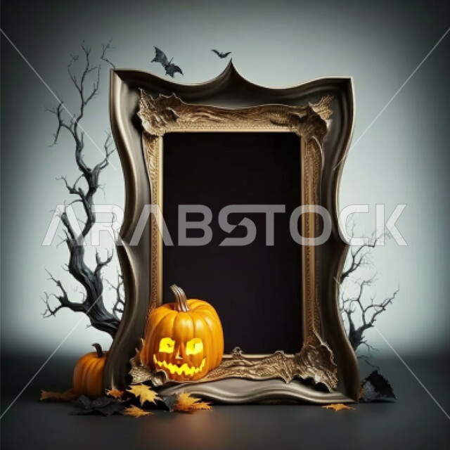 خلفية إطار صور فارغ, زينة وديكورات عيد الهالوين, إطار مستطيل, قالب تصميم, برواز فارغ, خلفيه مخيفه لأعياد الهلوين