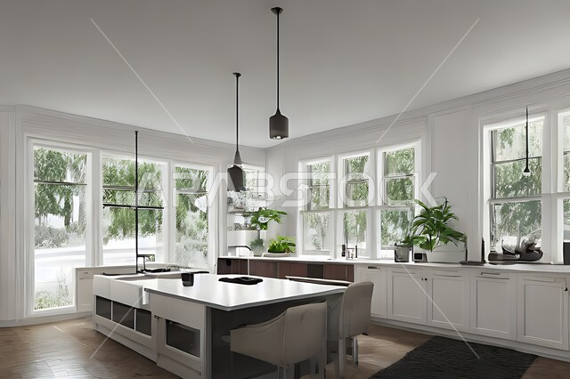 تصميم داخلي حديث لمطبخ عصري، تصاميم وديكورات داخلية ، تصميم معماري هندسي حديث ، فلل سكنية بتصاميم عصرية فاخره