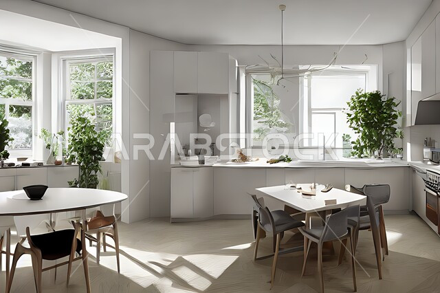 تصميم داخلي حديث لمطبخ عصري، تصاميم وديكورات داخلية ، تصميم معماري هندسي حديث ، فلل سكنية بتصاميم عصرية فاخره