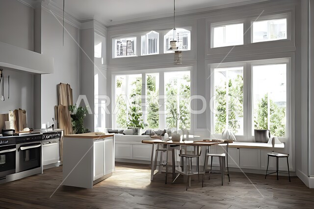 تصميم داخلي حديث لمطبخ عصري، تصاميم وديكورات داخلية ، تصميم معماري هندسي حديث ، فلل سكنية بتصاميم عصرية فاخره