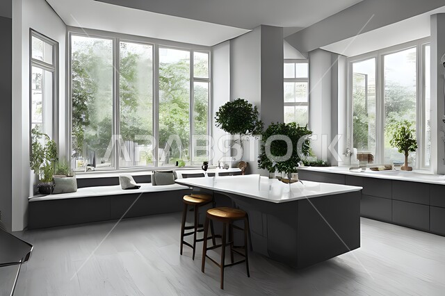 تصميم داخلي حديث لمطبخ عصري، تصاميم وديكورات داخلية ، تصميم معماري هندسي حديث ، فلل سكنية بتصاميم عصرية فاخره