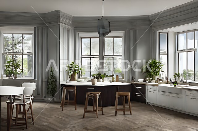 Modern interior design for a modern kitchen, interior designs and decorations, modern engineering architectural design, residential villas with modern luxury designs