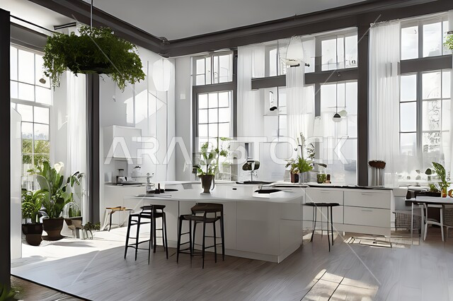 تصميم داخلي حديث لمطبخ عصري، تصاميم وديكورات داخلية ، تصميم معماري هندسي حديث ، فلل سكنية بتصاميم عصرية فاخره