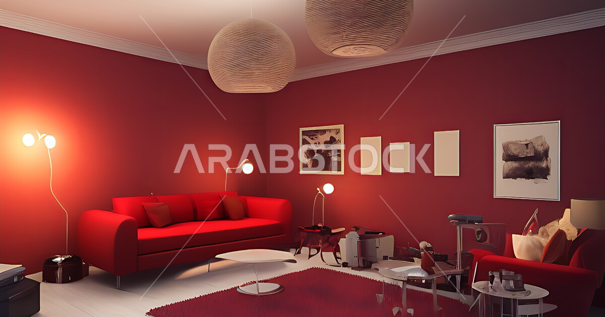 Living room with modern modern designs, interior decorations, living ...