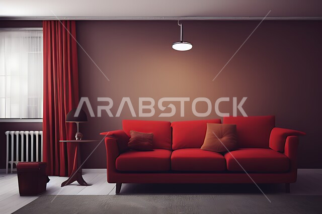 غرفة معيشة بتصاميم عصرية حديثه، ديكورات داخليه، غرفة جلوس, أثاث منزلي راقي، تصاميم عصرية فاخرة، شقق وفلل سكنية, فنادق ومنتجعات فاخره ، ديكور داخلي باللون الأحمر