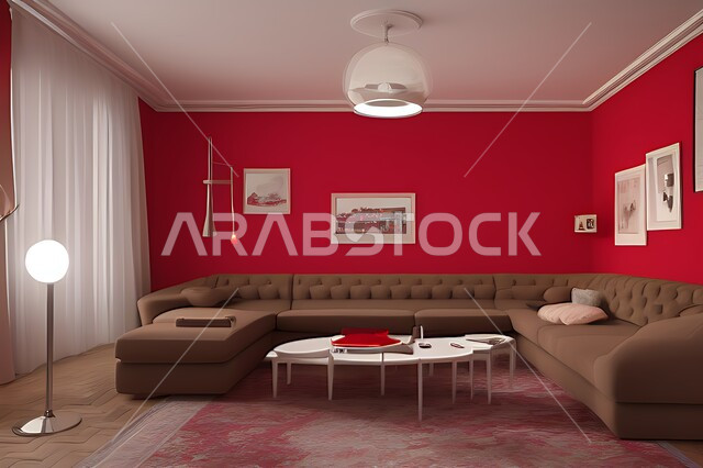 Living room with modern modern designs, interior decorations, living room, elegant home furniture, luxurious modern designs, apartments and villas, luxury hotels and resorts, interior decoration in red