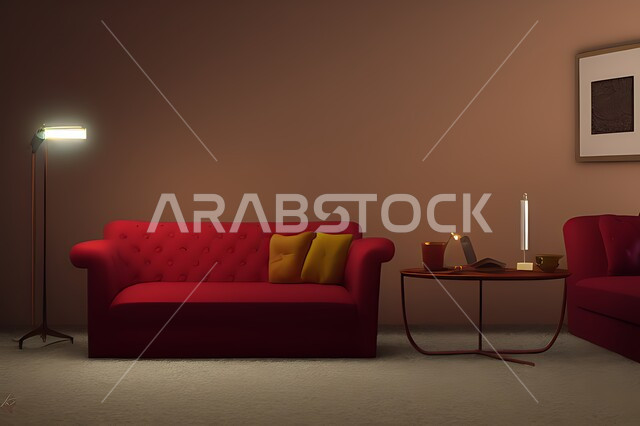 غرفة معيشة بتصاميم عصرية حديثه، ديكورات داخليه، غرفة جلوس, أثاث منزلي راقي، تصاميم عصرية فاخرة، شقق وفلل سكنية, فنادق ومنتجعات فاخره ، ديكور داخلي باللون الأحمر