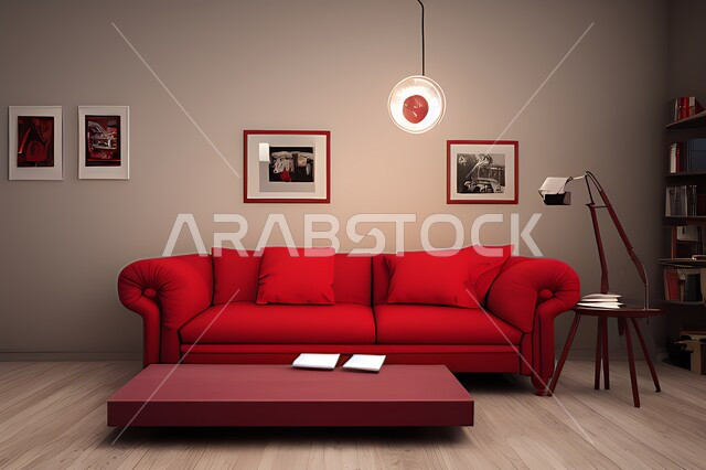 غرفة معيشة بتصاميم عصرية حديثه، ديكورات داخليه، غرفة جلوس, أثاث منزلي راقي، تصاميم عصرية فاخرة، شقق وفلل سكنية, فنادق ومنتجعات فاخره ، ديكور داخلي باللون الأحمر