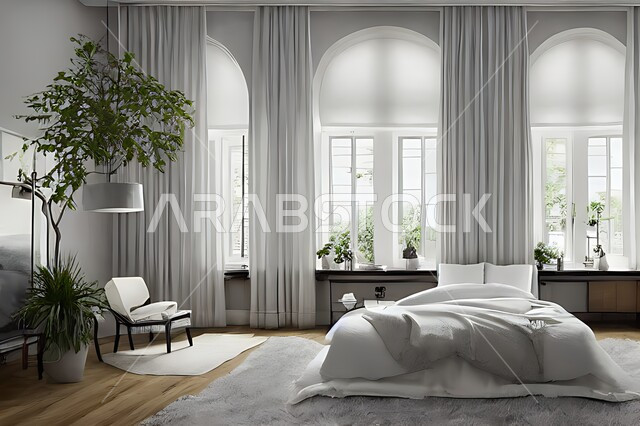 غرفة نوم عصرية و جذابة ، ديكورات رائعة ، أثاث منزلي راقي ، تصاميم عصرية فاخرة ، شقق سكنية سياحية راقية ، اوتيل ، فنادق فاخرة , غرف نوم دافئة , فلل وقصور حديثة , نوافذ زجاجية كبيرة .