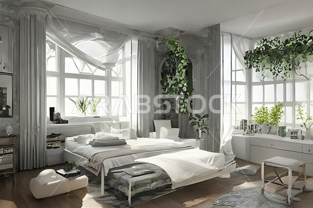 غرفة نوم عصرية و جذابة ، ديكورات رائعة ، أثاث منزلي راقي ، تصاميم عصرية فاخرة ، شقق سكنية سياحية راقية ، اوتيل ، فنادق فاخرة , غرف نوم دافئة , فلل وقصور حديثة , نوافذ زجاجية كبيرة .