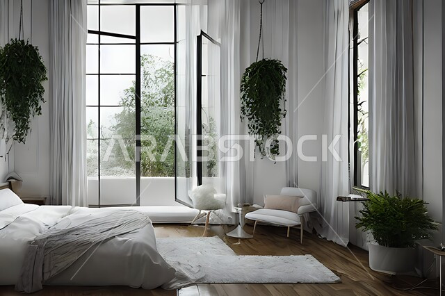 غرفة نوم عصرية و جذابة ، ديكورات رائعة ، أثاث منزلي راقي ، تصاميم عصرية فاخرة ، شقق سكنية سياحية راقية ، اوتيل ، فنادق فاخرة , غرف نوم دافئة , فلل وقصور حديثة , نوافذ زجاجية كبيرة .