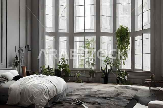 غرفة نوم عصرية و جذابة ، ديكورات رائعة ، أثاث منزلي راقي ، تصاميم عصرية فاخرة ، شقق سكنية سياحية راقية ، اوتيل ، فنادق فاخرة , غرف نوم دافئة , فلل وقصور حديثة , نوافذ زجاجية كبيرة .