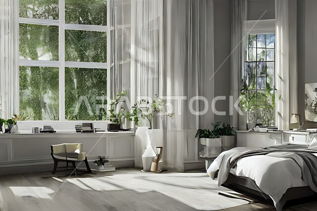 غرفة نوم عصرية و جذابة ، ديكورات رائعة ، أثاث منزلي راقي ، تصاميم عصرية فاخرة ، شقق سكنية سياحية راقية ، اوتيل ، فنادق فاخرة , غرف نوم دافئة , فلل وقصور حديثة , نوافذ زجاجية كبيرة .