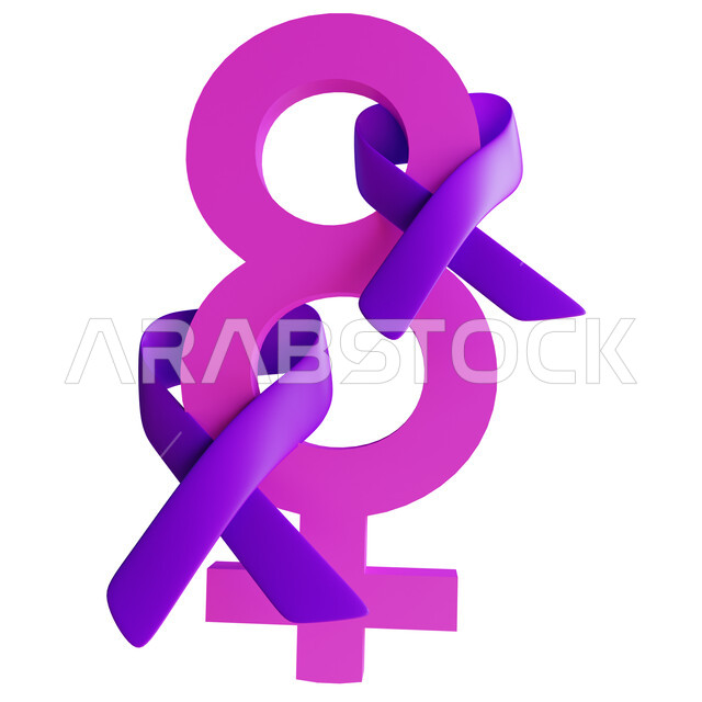أيقونة ثلاثية الأبعاد لليوم العالمي للمرأه,  يوم المراه, 8 مارس, تصميم ثلاثي الابعاد ليوم المرأه العالمي,  خلفية بيضاء