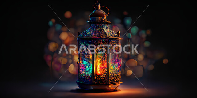 فانوس عربي تقليدي معدني، إضاءة وزينة شهر رمضان، تحف رمضانيه, الإحتفال بقدوم شهر رمضان، ديكورات وأنوار، اجواء رمضانية , إضاءه ملونه