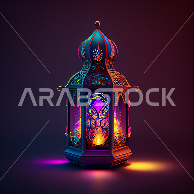 فانوس عربي تقليدي معدني، إضاءة وزينة شهر رمضان، تحف رمضانيه, الإحتفال بقدوم شهر رمضان، ديكورات وأنوار، اجواء رمضانية , إضاءه ملونه