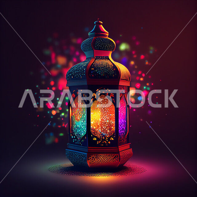 فانوس عربي تقليدي معدني، إضاءة وزينة شهر رمضان، تحف رمضانيه, الإحتفال بقدوم شهر رمضان، ديكورات وأنوار، اجواء رمضانية , إضاءه ملونه