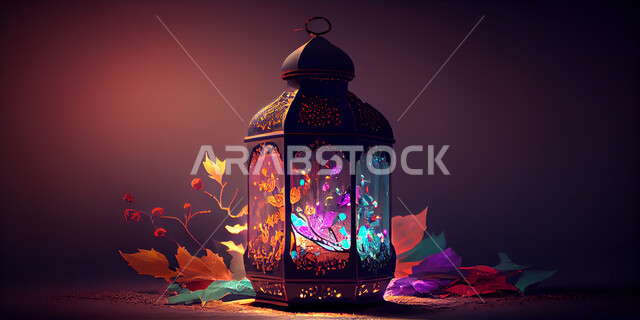 فانوس عربي تقليدي معدني، إضاءة وزينة شهر رمضان، تحف رمضانيه, الإحتفال بقدوم شهر رمضان، ديكورات وأنوار، اجواء رمضانية , إضاءه ملونه