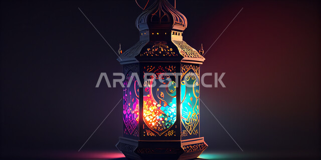 فانوس عربي تقليدي معدني، إضاءة وزينة شهر رمضان، تحف رمضانيه, الإحتفال بقدوم شهر رمضان، ديكورات وأنوار، اجواء رمضانية , إضاءه ملونه