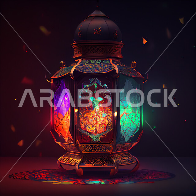فانوس عربي تقليدي معدني، إضاءة وزينة شهر رمضان، تحف رمضانيه, الإحتفال بقدوم شهر رمضان، ديكورات وأنوار، اجواء رمضانية , إضاءه ملونه