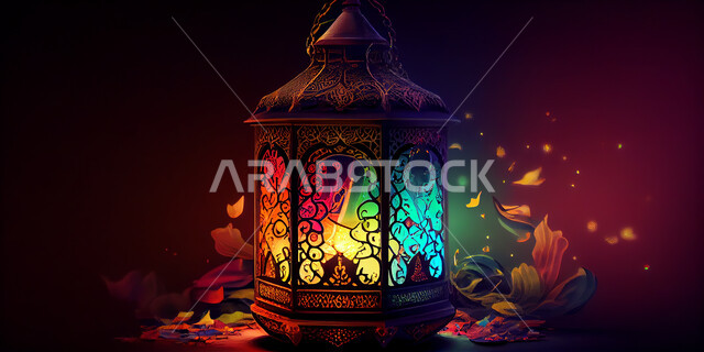 فانوس عربي تقليدي معدني، إضاءة وزينة شهر رمضان، تحف رمضانيه, الإحتفال بقدوم شهر رمضان، ديكورات وأنوار، اجواء رمضانية , إضاءه ملونه