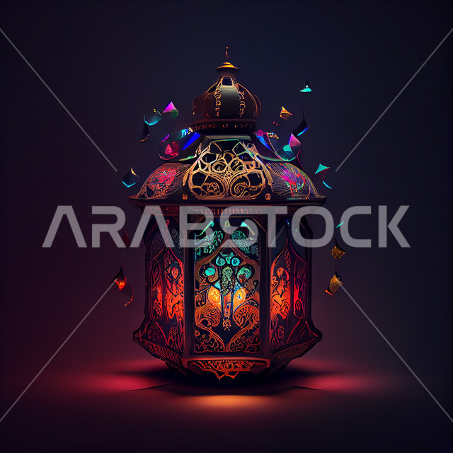 فانوس عربي تقليدي معدني، إضاءة وزينة شهر رمضان، تحف رمضانيه, الإحتفال بقدوم شهر رمضان، ديكورات وأنوار، اجواء رمضانية , إضاءه ملونه